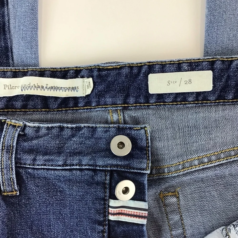 Anthropologie Pilcro and the Letterpress High Rise Two Tone Flare Crop Jeans 28